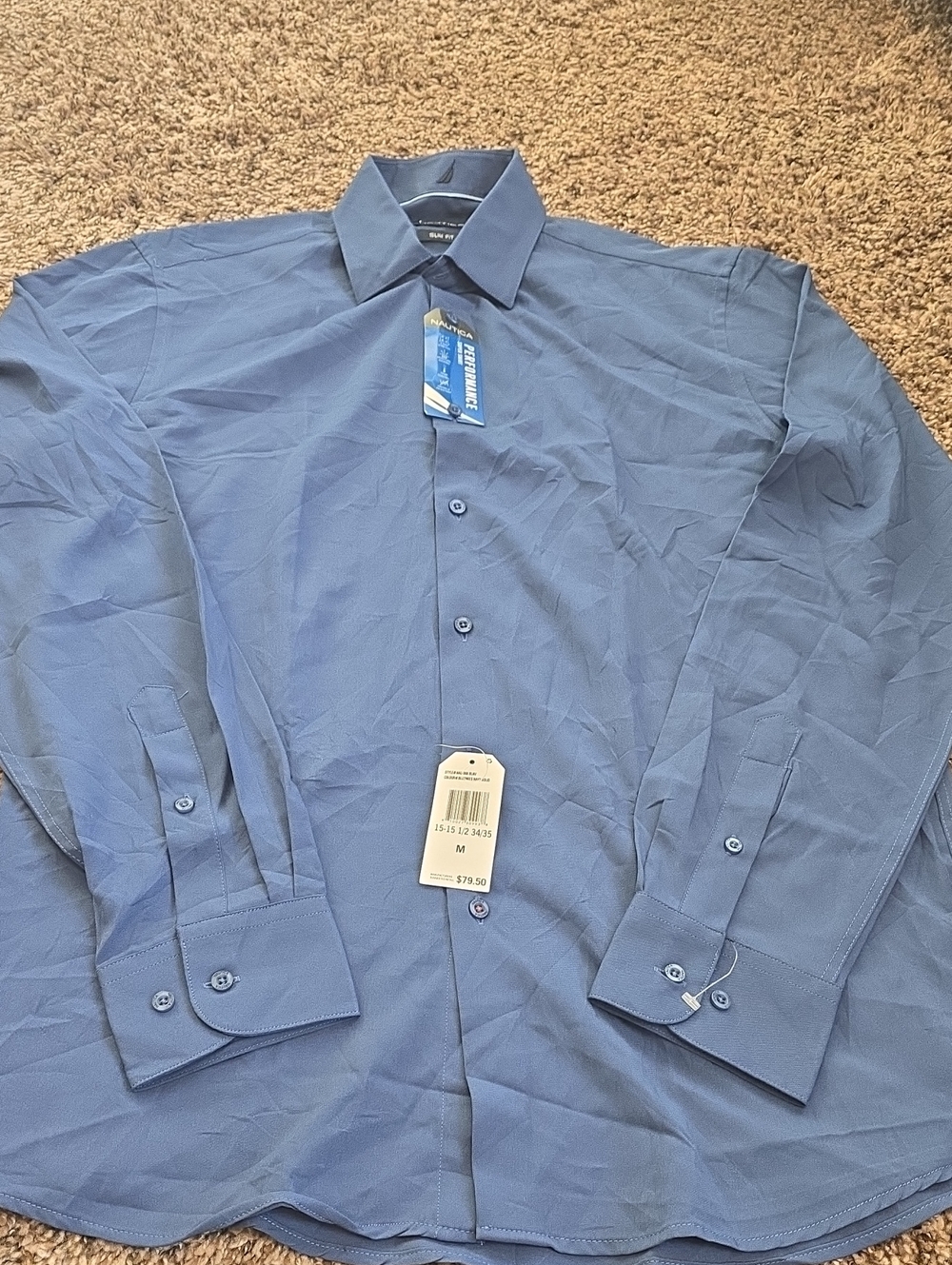 Nautica Men's Light Blue Long-Sleeve Dress Shirt - Button Front